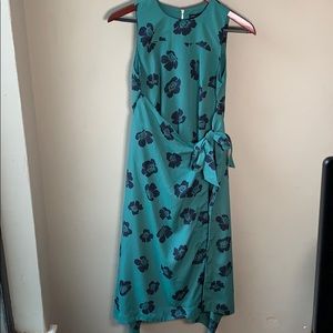 Pea in the Pod Green & Blue Floral Faux Wrap Dress